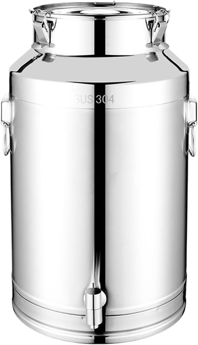 Contenitore per olio da cucina, 5 l/9 l/14 l, ermetico, in acciaio , gadget da cucina con coperchio, contenitore ermetico | per latte, vino, cibo, farina, caffè, zucchero, dispensa, cereali