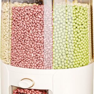 Contenitore per riso, dispenser ermetico rotante per cereali con divisori, contenitore ermetico multi scomparto per alimenti per dispensa o ristorante, organizer di grande capacità da 27,9 cm