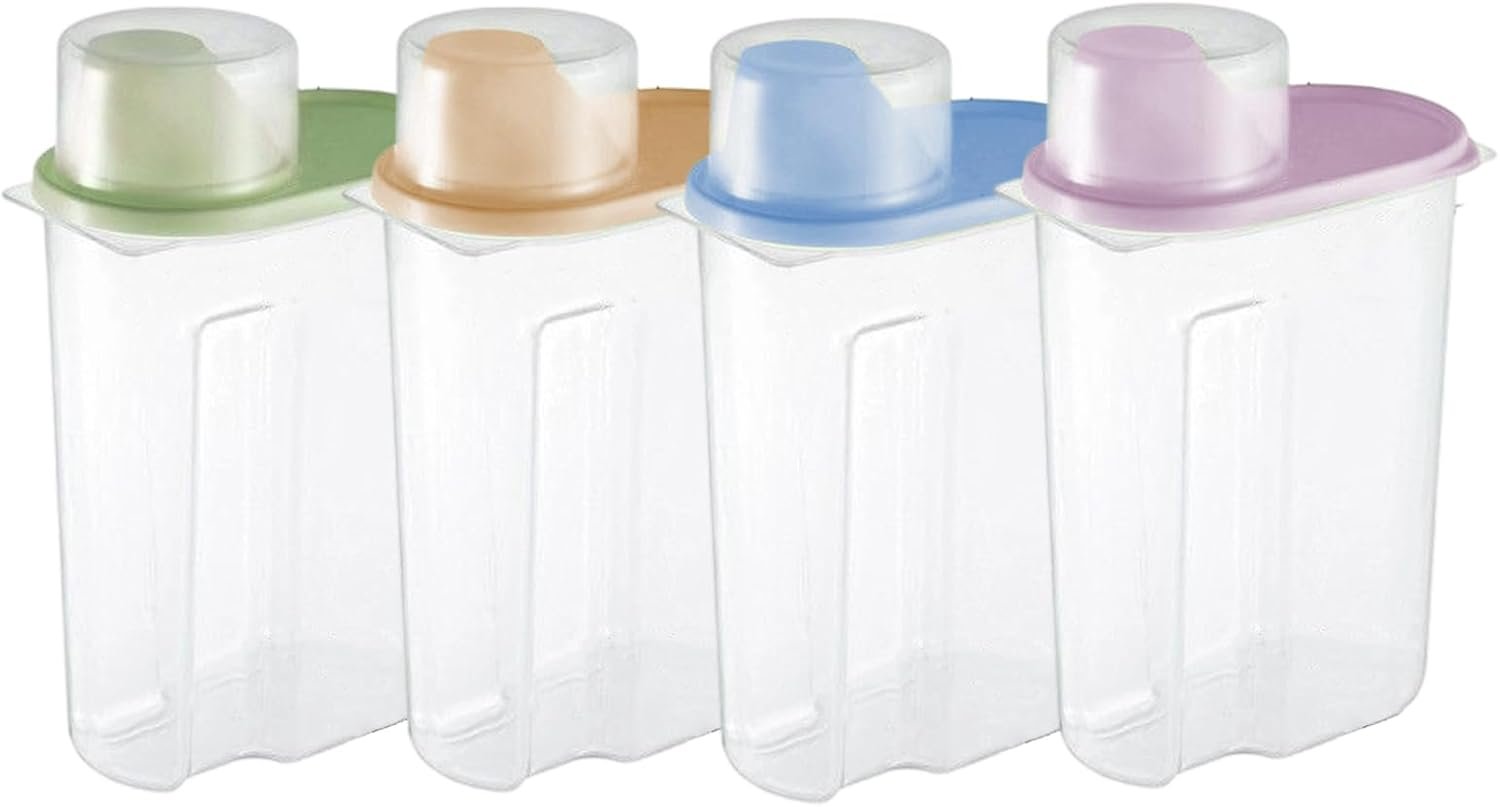 Contenitori ermetici, set di 4 contenitori trasparenti da 2,5 l, coperchio a prova di perdite, per conservare cibi freschi e secchi, contenitori per dispensa, riso, cereali, snack e caffè, bianco