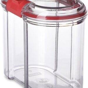 Contenitori per alimenti TATAY da 1 litro | Barattoli da cucina trasparenti | Chiusura ermetica | Impilabile | Plastica senza BPA | Lavabile in lavastoviglie | 9x15,5x13 cm, Rosso