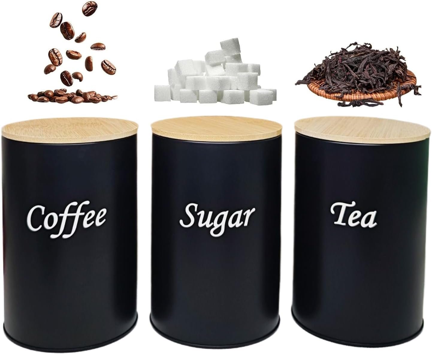 Contenitori per lattine da tè, 3 pezzi, 1200 ml, ermetici, porta chicchi di caffè, farina, zucchero, conservazione, sigillatura salvafreschezza, bancone da cucina, organizer per dispensa