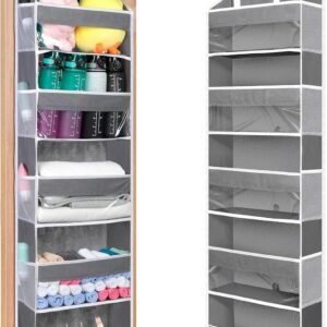 Cozary Organizer per porta con 5 tasche, pieghevole, salvaspazio, da appendere, per bagno, cucina, camera da letto, camera da letto, campeggio, dormitorio