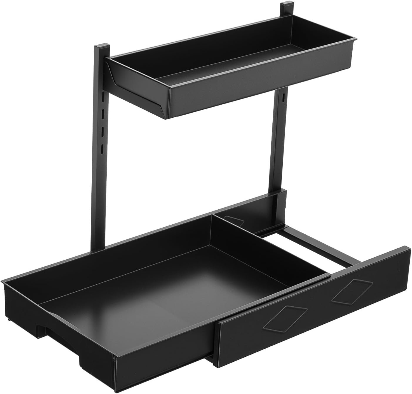 Cozary Organizer salvaspazio da cucina sotto il lavello, cassetto scorrevole a 2 livelli, design a forma di L regolabile in altezza per carrello portaoggetti ad angolo, carrello dispensa da cucina per bagno