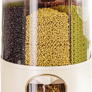 Dispenser per riso, contenitore ermetico con divisori, anti-moscerino, anti-umidità, per dispensa, cucina, ristorante, miglio, cereali, fagioli, farina, avena, cottura, cottura
