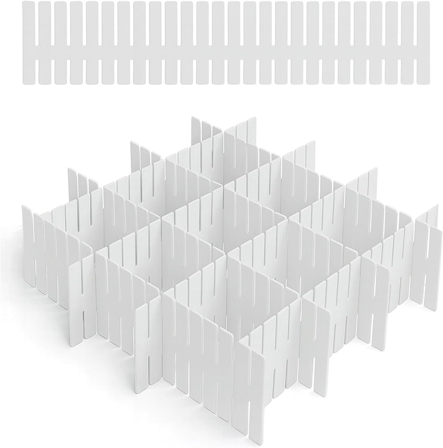 Divisori per Cassetti 12 Pezzi in ABS – Organizer Cassetti Modulari Regolabili, Separatore per Cucina, Armadio, Make Up e Ufficio, Sistema Salvaspazio Antiscivolo Personalizzabile