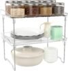 Euqvunn 2 Packs Kitchen Space-Saving Shelf, Folding Kitchen Stand, Stackable Transparent Shelves Kitchen Organizer for Cupboards, Cupboards, Pantry, Countertop