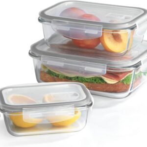 GOURMETmaxx Barattoli per la conservazione degli alimenti in vetro Klick-it Set di 3 | Perfetto per lavastoviglie, microonde, forno e congelatore | Ermetico e a prova di perdite