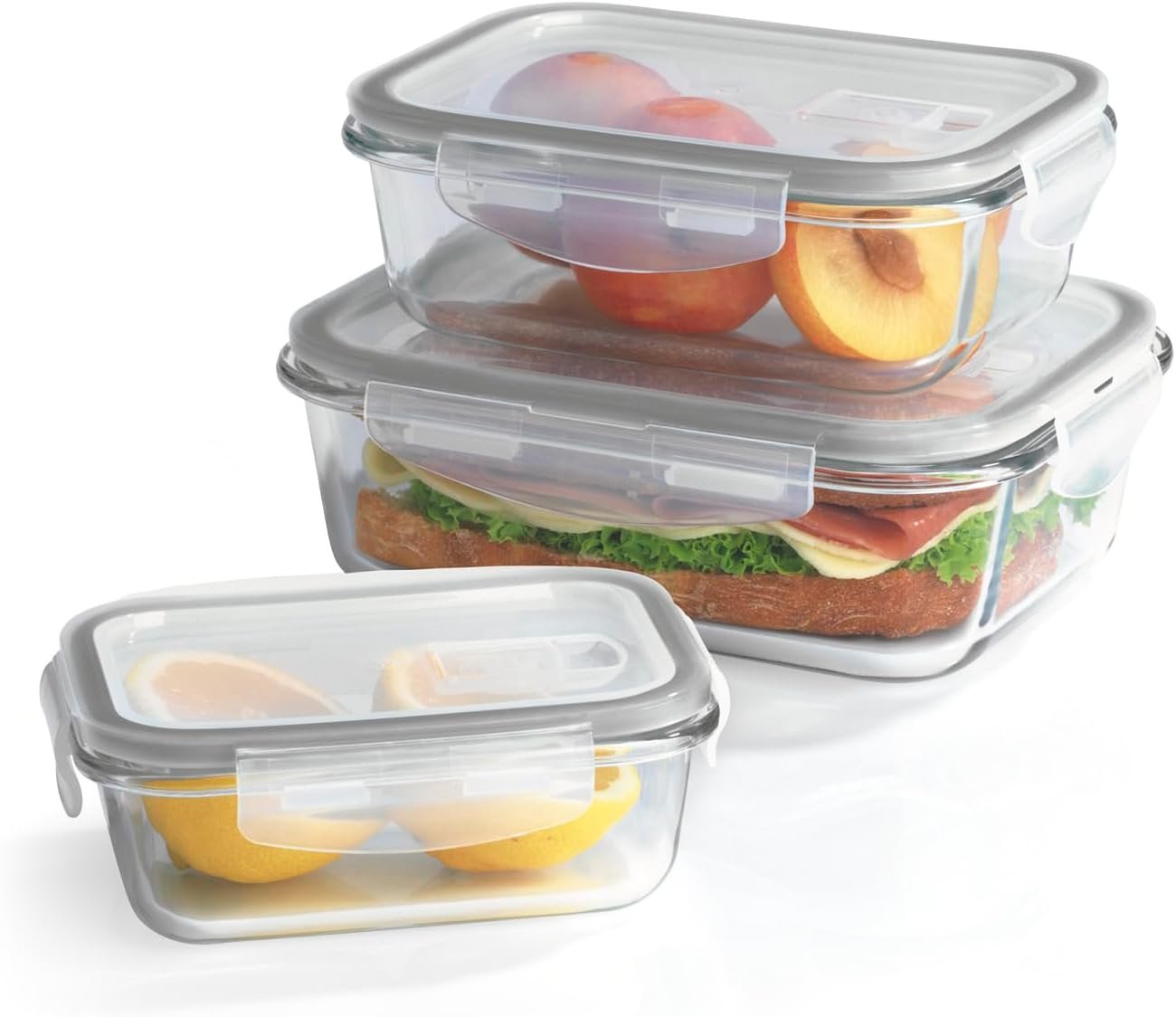 GOURMETmaxx Barattoli per la conservazione degli alimenti in vetro Klick-it Set di 3 | Perfetto per lavastoviglie, microonde, forno e congelatore | Ermetico e a prova di perdite