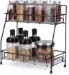 Generico Portaspezie da Cucina in Metallo - Scaffale da Cucina Salvaspazio a 2 Ripiani Portaspezie Moderno e Robusto per Spezie, Barattoli, Oli e Condimenti - Design Elegante Nero Opaco