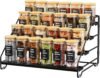 Gucass Portaspezie per Cucina, Portaspezie in Metallo Salvaspazio a 4 Livelli, Supporto Regolabile Portaspezie, Organizzatore per Spezie per Mobiletto da Cucina, Nero