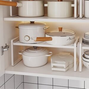 HQahnekme Kitchen Shelves, Kitchen Organizer with Non-Slip Mat, Organizer for Kitchen/Bathroom/Table Top/Sideboard. (white)