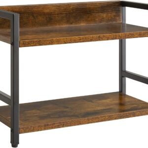 IBUYKE Portaspezie, Scaffale da Cucina a 2 Livelli da Bancone Organizzatore per Spezie per Cucina, Soggiorno, Bagno, Ufficio, Marrone Vintage TLJ002H