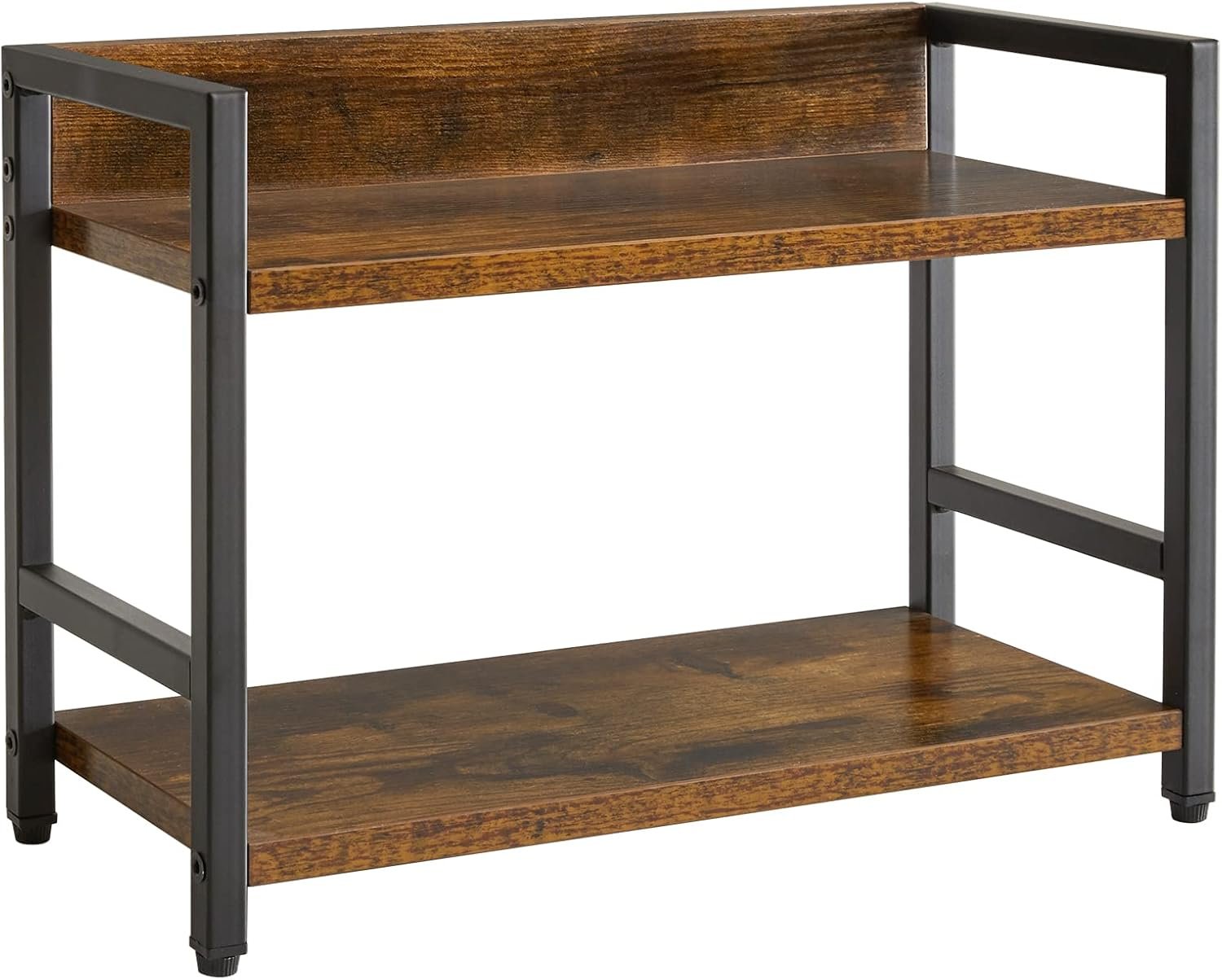 IBUYKE Portaspezie, Scaffale da Cucina a 2 Livelli da Bancone Organizzatore per Spezie per Cucina, Soggiorno, Bagno, Ufficio, Marrone Vintage TLJ002H