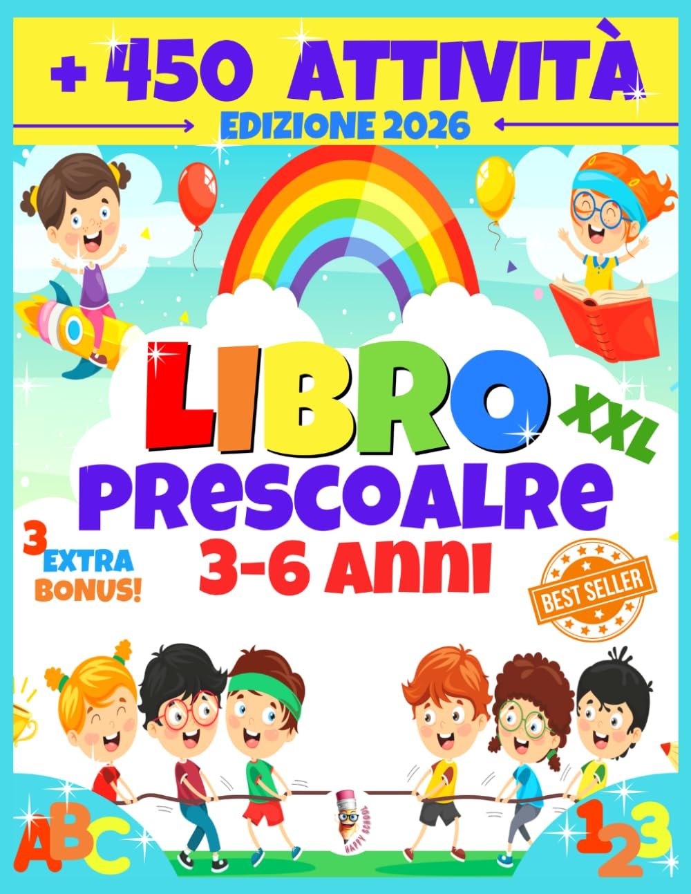 Libro Prescolare 3-6 Anni: 150 Pagine, Lettere e Numeri da Tracciare, Prelettura, Prescrittura, Disegni da colorare, e Tanti Giochi Istruttivi, per ... (Libro Pregrafismo, Imparare a Scrivere)