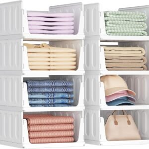 Lifewit 8 Pcs Storage Organizer Interior Storage Organizer Storage Organizer Storage Organizer Storage Boxes for Kitchen Bathroom Bedroom Storage Boxes with Drawers for Kitchen Bathroom Bedroom 24L White