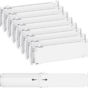 Lifewit Divisori per cassetti Regolabili, Organizzatore per Guardaroba Salvaspazio Separatore per Armadio per Cucina, Camera da Letto, Confezione da 8, Altezza 10 cm, 35-55 cm, Bianco