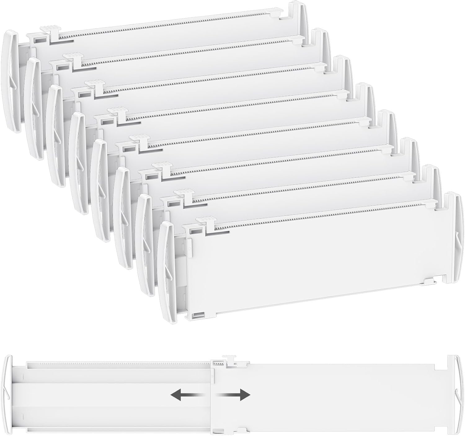 Lifewit Divisori per cassetti Regolabili, Organizzatore per Guardaroba Salvaspazio Separatore per Armadio per Cucina, Camera da Letto, Confezione da 8, Altezza 10 cm, 35-55 cm, Bianco