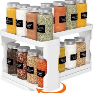 Lifewit Kitchen Spice Rack 2 Shelves Non-Slip 29 x 15 x 23 cm, Space Saving Spice Rack for Kitchen Cabinet, Plastic, Spice Organizer