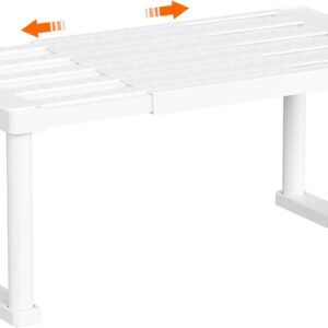 Lifewit Mensole da Cucina Salvaspazio, Set di 1 Organizzatore per Mensole da Cucina Espandibile, Divisorio da Cucina, Mensola Interna per Guardaroba, Portaspezie per Cucina, Bianco