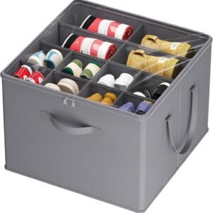 Lifewit Organizer per Armadio per Scarpe Pieghevole, Scatole per Scarpe Salvaspazio con Coperchio per 12-16 Paia, Organizer per Scarpe con Supporto Inferiore e Manici Rinforzati, Grigio