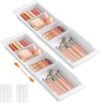 Lifewit Organizer per Cassetti per Trucchi, Divisori per Cassetti Estensibili (32,5-52,5 cm/13-20 Pollici), Altezza 4,8 cm, Scatola Portaoggetti Salvaspazio per Cucina, Bagno e Scrivania, 2 Unità, Bianco