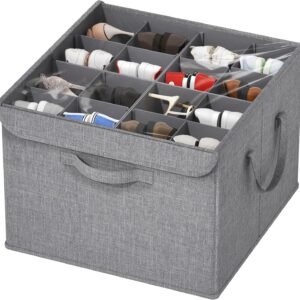 Lifewit Scarpiera Scatola Portaoggetti, Organizer per Scarpe Pieghevole, Divisori Regolabili con Coperchio Trasparente, Scarpiera con Supporto Inferiore e Maniglie Rinforzate, Grigio, 4-16 Paia