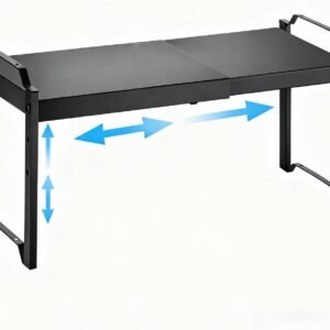 Mensola da cucina espandibile salvaspazio, organizer da cucina con altezza regolabile, portaspezie in metallo salvaspazio, mensole dal design versatile per scrivania da bagno e soggiorno (nero)