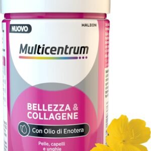 Multicentrum Beauty & Collagen, Integratore Alimentare con Collagene, Biotina, Vitamina C e Olio di Enotera, Specificamente Formulato per Pelle, Capelli, Unghie, Adulti, 30 Capsule