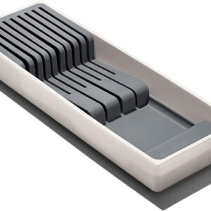 OXO Good Grips Organizer compatto per cassetti per coltelli - Conserva in modo sicuro 9 coltelli + Design salvaspazio + Piedini antiscivolo + Vassoio rimovibile per una facile pulizia (Inserisci