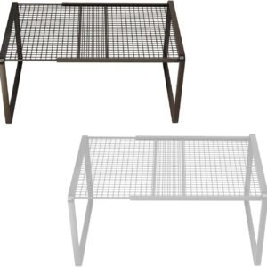 Organizer impilabile per armadio - Divisori per scarpiere in metallo Cucina Bagno Scaffale salvaspazio per casa, studenti, ufficio e famiglie (B+W)