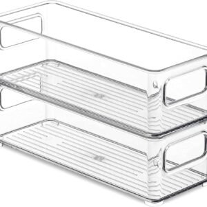 PIQIUQIU 2 Organizer salvaspazio per frigorifero - Organizer trasparente per frigorifero 25 x 9,5 x 7,5 cm