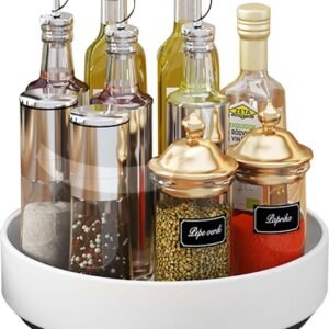 Piatto Girevole per Cucina Bagno, Organizzatore Salvaspazio da 26 cm, Portaspezie, Vassoio Girevole per Conservare le Spezie da Cucina, Portaspezie Girevole, Organizzatore Girevole per Condimenti Cosmetici