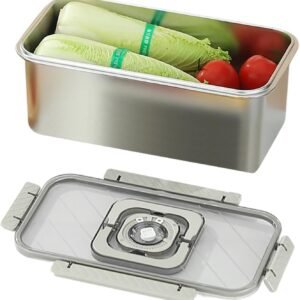 Portapane Ermetico - Contenitore Ermetico In Acciaio Inossidabile Con Coperchio E Maniglia | Conservazione per Pane Casereccio - Per Dispensa Cibo Panino Toast Pagnotta Impasto Bagel Frigo Contenitore