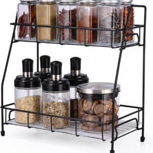 Portaspezie da Cucina, Organizer Cucina in Metallo, Portaspezie Salvaspazio, Moderno Portaspezie, Pratici Ripiani Salvaspazio Porta Oggetti e Bagno, Portaspezie Ideale per Piccoli Spazi