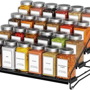 Portaspezie da cucina, portaspezie salvaspazio su 4 livelli, organizer da cucina regolabile in profondità, per mobiletto da bancone, (set di 1)