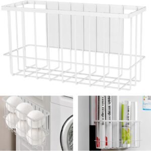 Portaspezie per frigorifero – Versatile organizer per frigorifero – Ripiano magnetico per cucina – Portasacchetti magnetico Portaspezie salvaspazio, Bianco, 25,5 x 15 x 7,5 cm