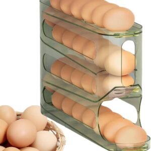 Portauova per frigorifero, portauova per frigorifero | Portauova con rotolamento automatico Portauova a 4 strati | Dispenser per uova per uso alimentare, organizer salvaspazio per cucina e scrivania