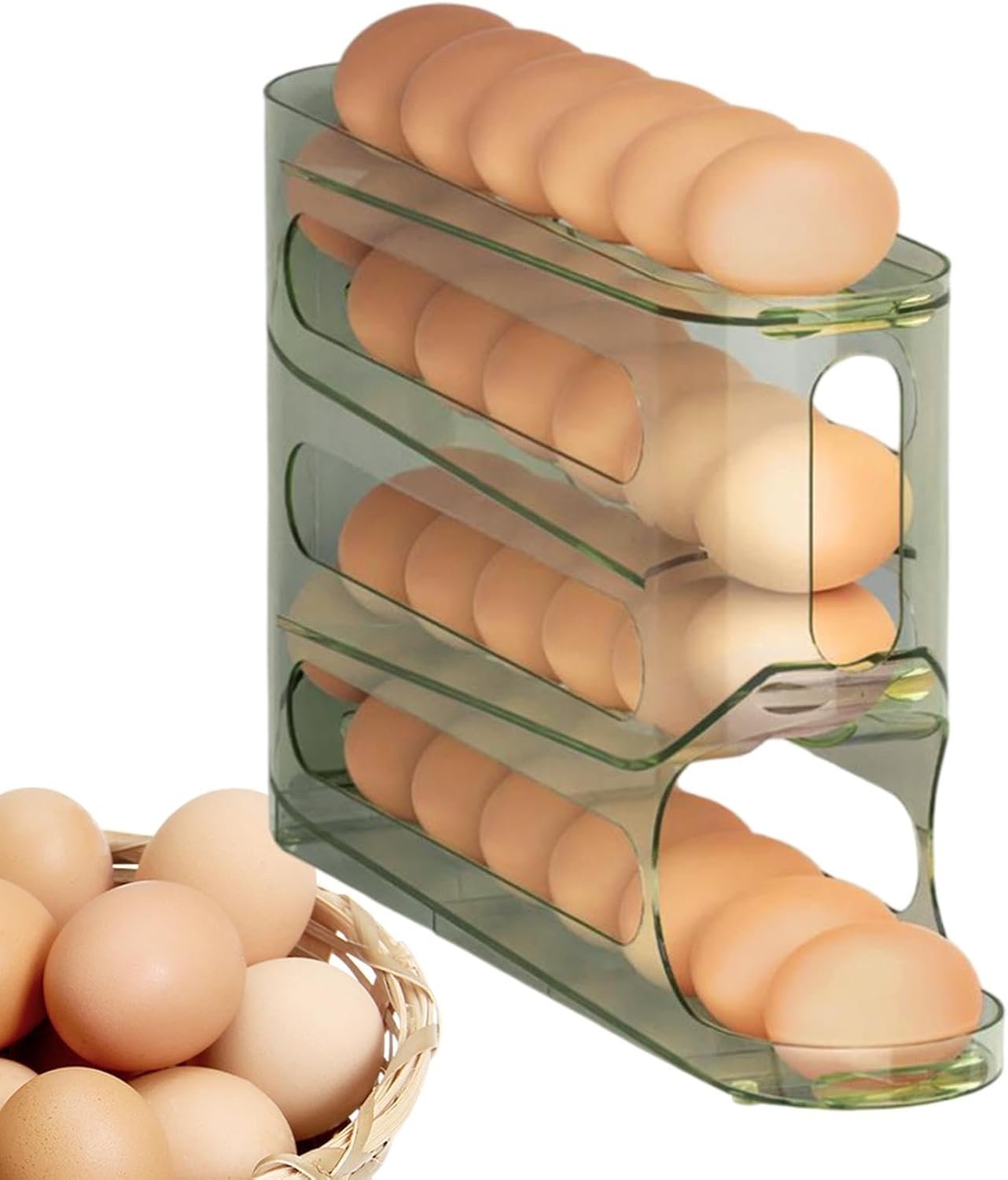 Portauova per frigorifero, portauova per frigorifero | Portauova con rotolamento automatico Portauova a 4 strati | Dispenser per uova per uso alimentare, organizer salvaspazio per cucina e scrivania