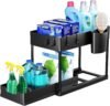 Puricon Organizer per lavello da cucina a 2 livelli, organizer multiuso sotto il lavello per cucina e bagno (Nero, 1)