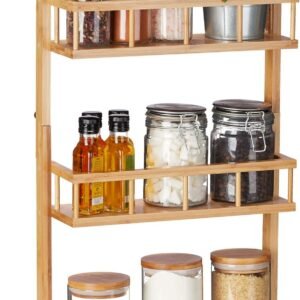 Relaxdays 3 Ripiani in bambù, portaspezie per frigorifero, portaspezie, portaoggetti, accessorio da cucina, naturale