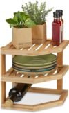 Relaxdays HLP Organizer angolare per Cucina Naturale 25,5 x 25,5 x 25,5 cm, Bambù