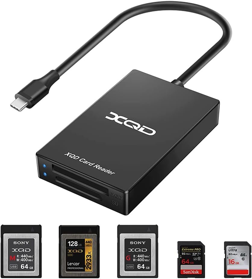 Rocketek XQD SD Card Reader, Type C XQD/SD Card Reader Dual Slot Memory Card Reader Compatible with Sony G/M Series, Lexar USB Mark Card, Sony G Series, SD Card/SDHC Card for Windows/Mac OS - Image 2