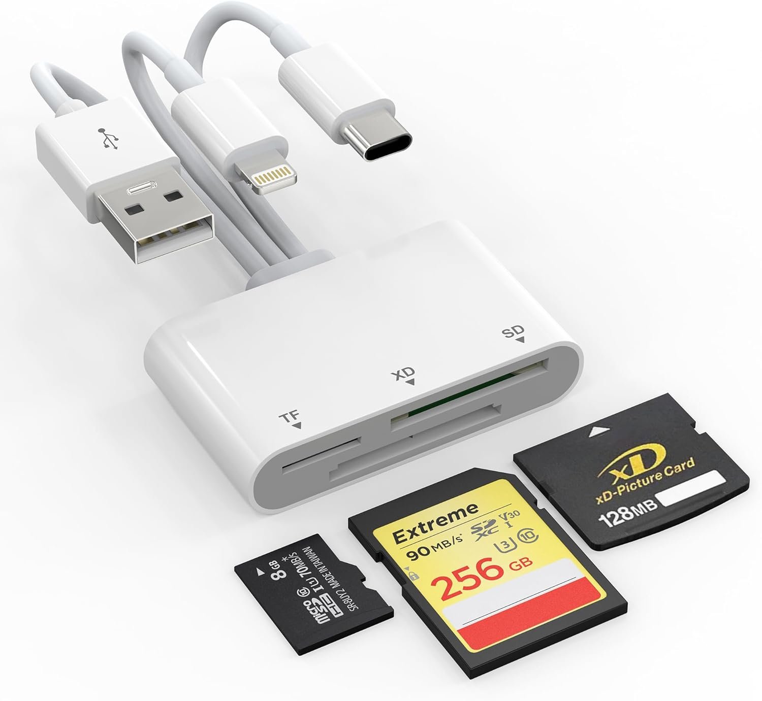 SD Card Reader, 3 in 1 SD Card Reader for iPhone, USB Adapter for SD/Micro SD/XD Card, USB Card Reader Compatible for iPhone 16/15 /2023 iPad/Galaxy S24 Ultra, Olympus XD Card Reader - Image 2