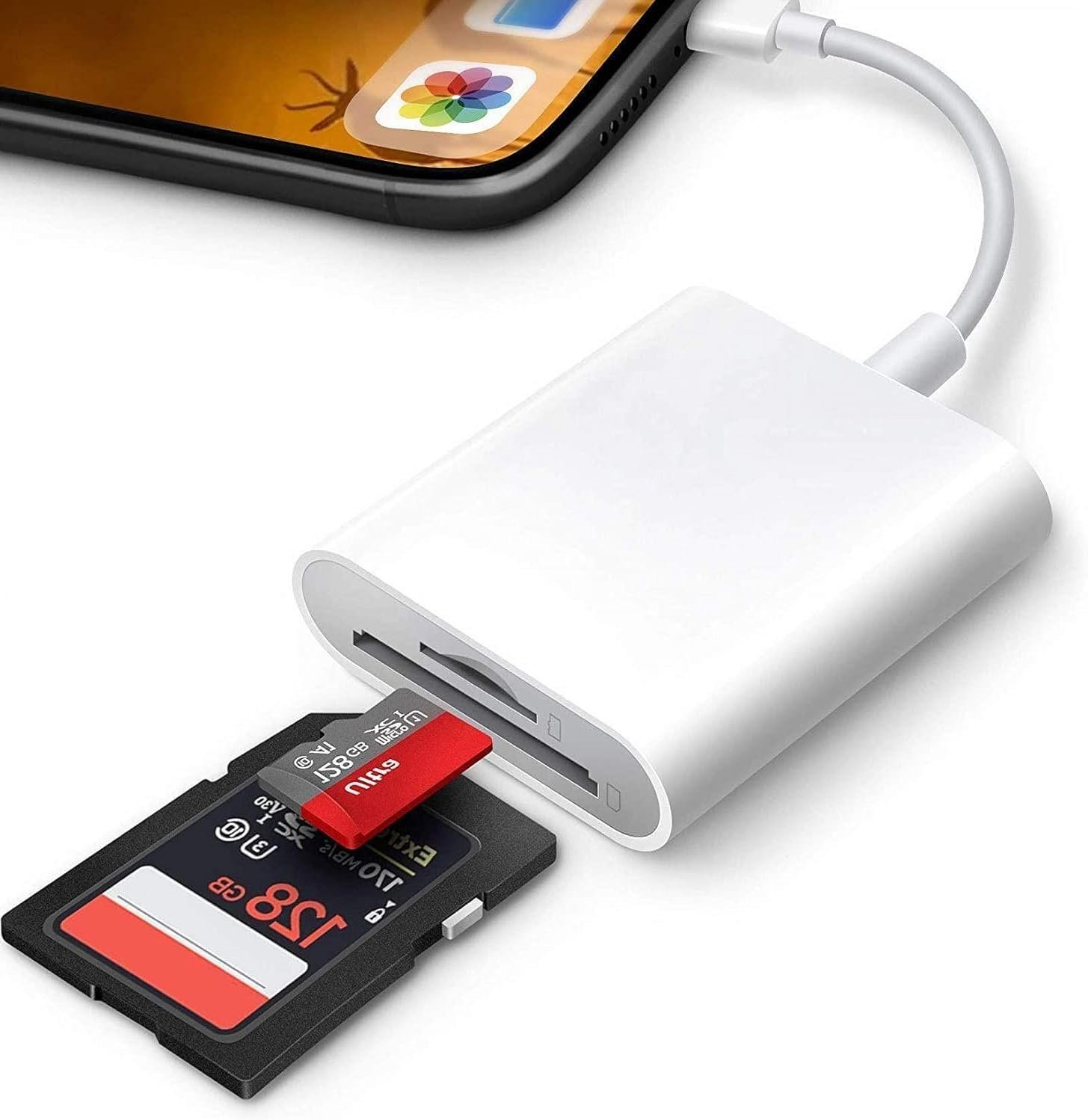 SD Card Reader for iPhone 2-IN-1 Memory Card Viewer with Dual SD and TF Slot for iPhone 14/13/12/11/X/8/7/6/5 Series, iPad with Lightning Port(Support up to 1TB Capacity) - Image 2