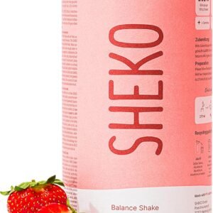 SHEKO - Frullato sostitutivo di base - 21 frullati per vasetto - Alto contenuto proteico - Gusto naturale - Frullato dimagrante - Diet (378g, Fragola)