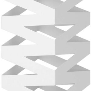 SONGMICS LUC16W Portaombrelli in Metallo, Portaombrelli Quadrato con 4 Ganci e Vassoio Antipioggia Rimovibile, 15,5 x 15,5 x 49 cm, Bianco