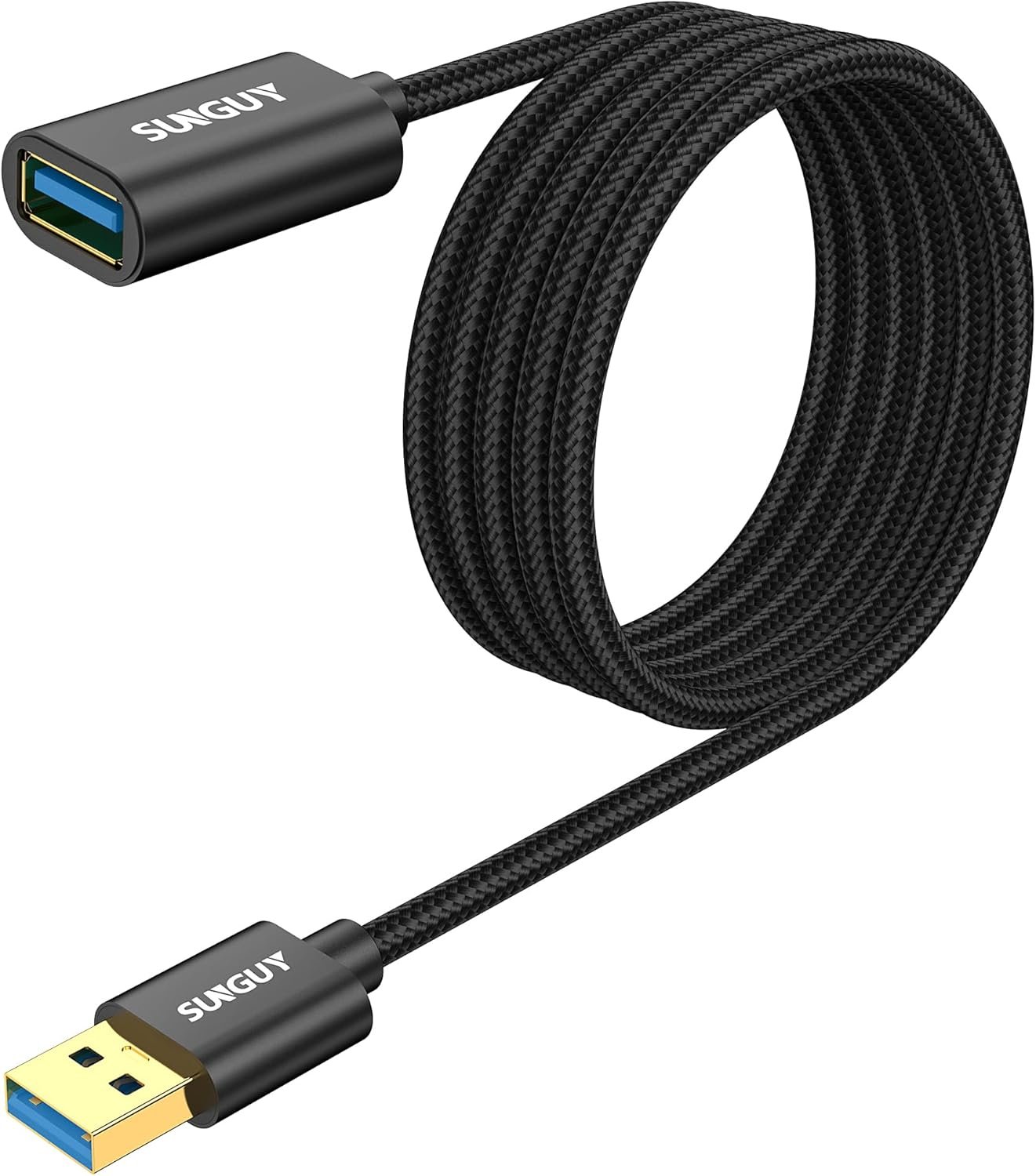 SUNGUY USB 3.0 Extension Cable, 3 Meters 5Gbps Male to Female for Flash Drive, Hub, Card Reader, Keyboard, Printer, Scanner, Camera - Black - Image 2