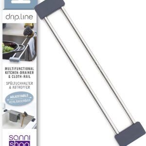Sanni Shoo drip.line - Scolapiatti Multifunzionale ed Allungabile in Acciaio Inox | Pieghevole, salvaspazio, resistente al calore | Scolapiatti | Organizer/Accessori/Articoli/Supporti da cucina