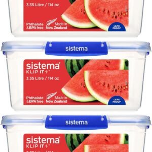 Sistema KLIP IT PLUS Contenitori per alimenti | 3,35 L| Set di contenitori ermetici | Portapranzo con chiusura ermetica | 3 pezzi