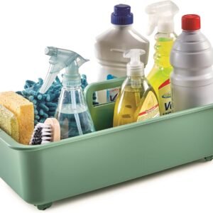 Snips Green Organizer da Cucina Sottolavello, Portadetersivi Salvaspazio, Cestino con Ruote e Maniglia, 45,2 x 20,8 x 17,5 cm, Made in Italy